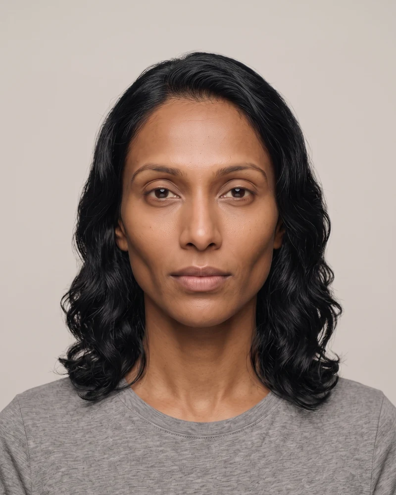 Woman with a diamond face shape wearing soft waves below the jaw