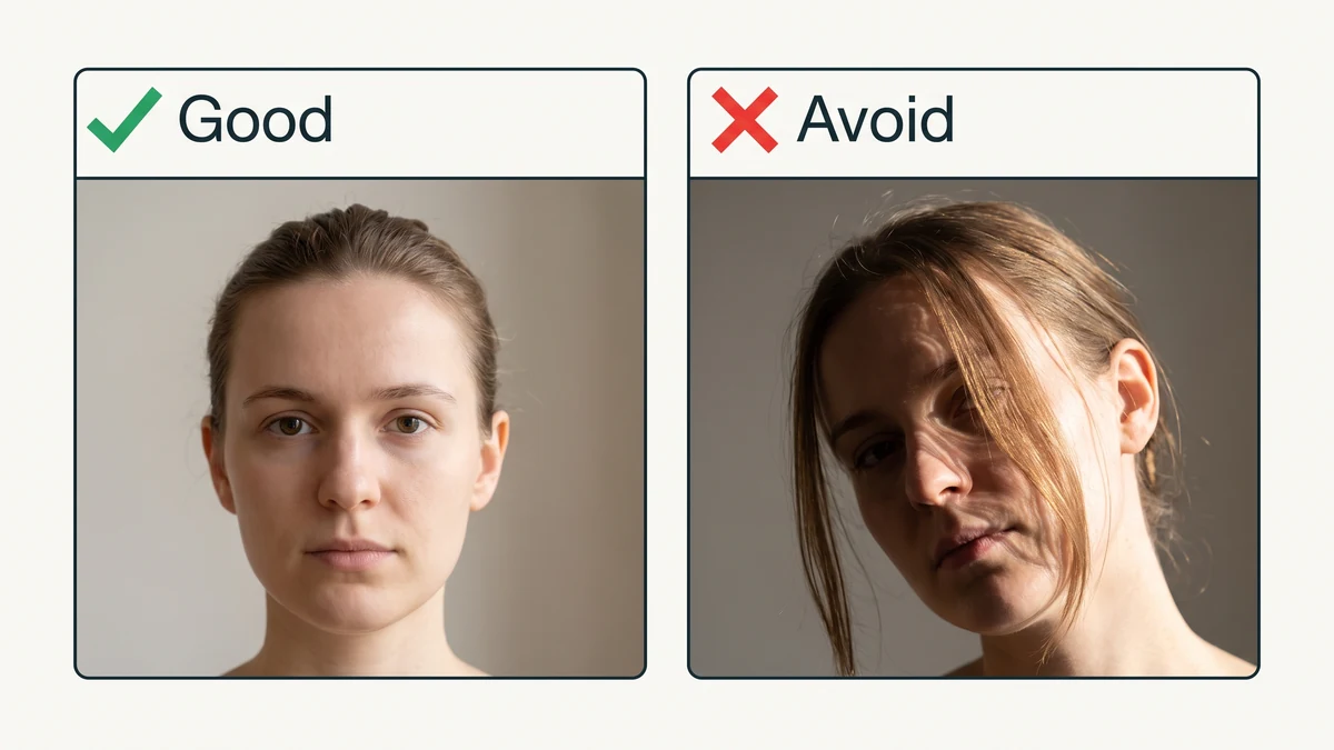 Example of a correctly framed straight-on photo for determining face shape