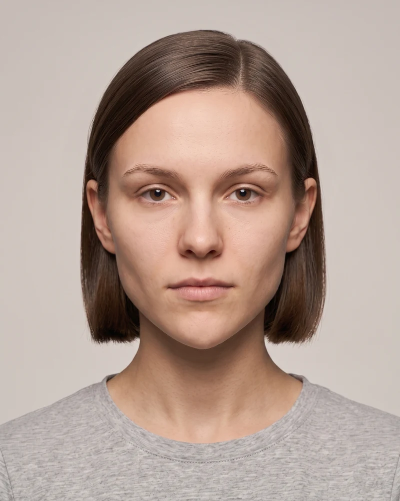 Woman with a heart face shape wearing a chin-length bob with a side part