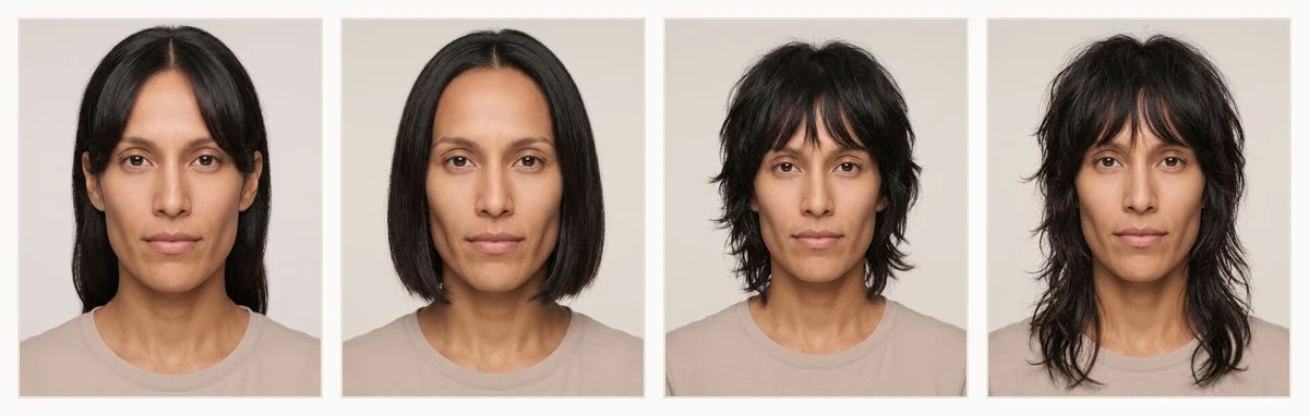 Examples of flattering hairstyles for women with an oblong face shape