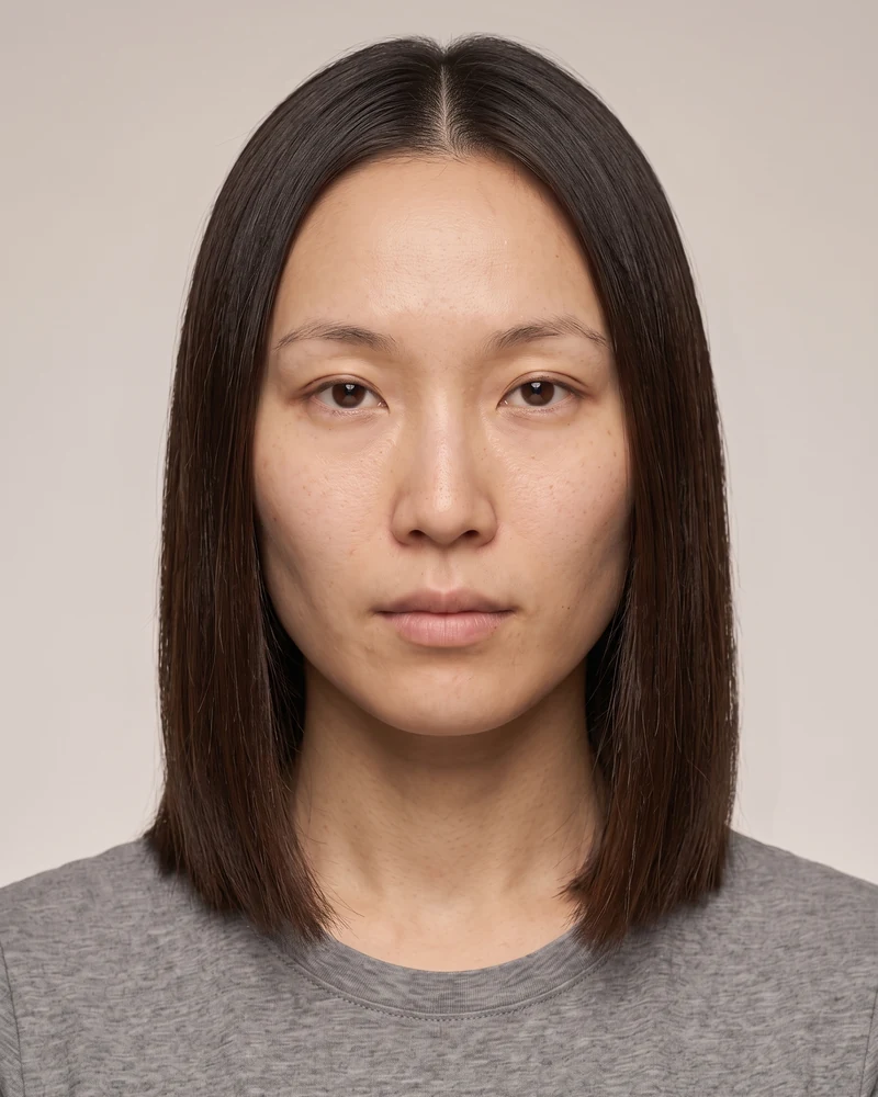 Woman with an oval face shape wearing a blunt long bob