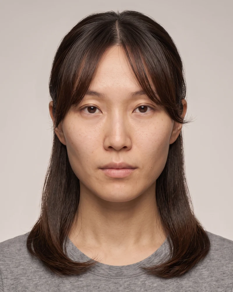 Woman with an oval face shape wearing curtain bangs