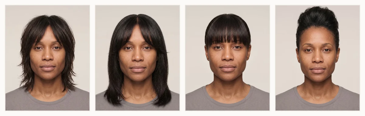 Examples of flattering hairstyles for a triangle face shape